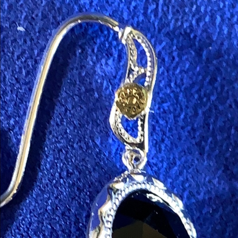 Tacori Black Onyx dangle earrings French hook NEW - Picture 3 of 6